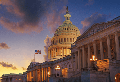 US Capitol building at sunset, Washington DC, USA.